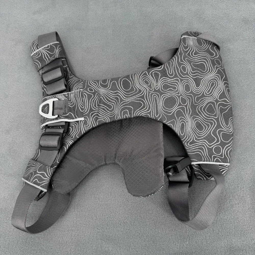 Arcadia Trail Dog Harness‎ Adjustable Padded Soft Vest No Pull Gray Topographic